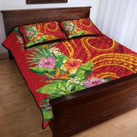 Polynesian Tribal Flower Tattoo Quilt Bed Set Special Vermilion Vibe LT9 - Polynesian Pride