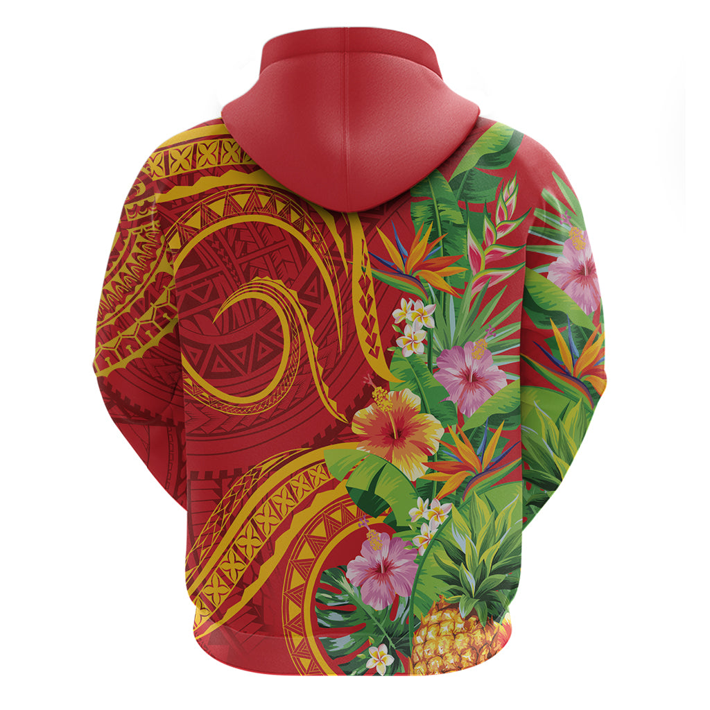 Polynesian Tribal Flower Tattoo Zip Hoodie Special Vermilion Vibe LT9 - Polynesian Pride