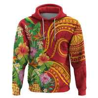 Polynesian Tribal Flower Tattoo Zip Hoodie Special Vermilion Vibe LT9 Pullover Hoodie Brownish-red - Polynesian Pride
