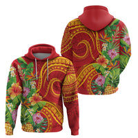 Polynesian Tribal Flower Tattoo Zip Hoodie Special Vermilion Vibe LT9 - Polynesian Pride