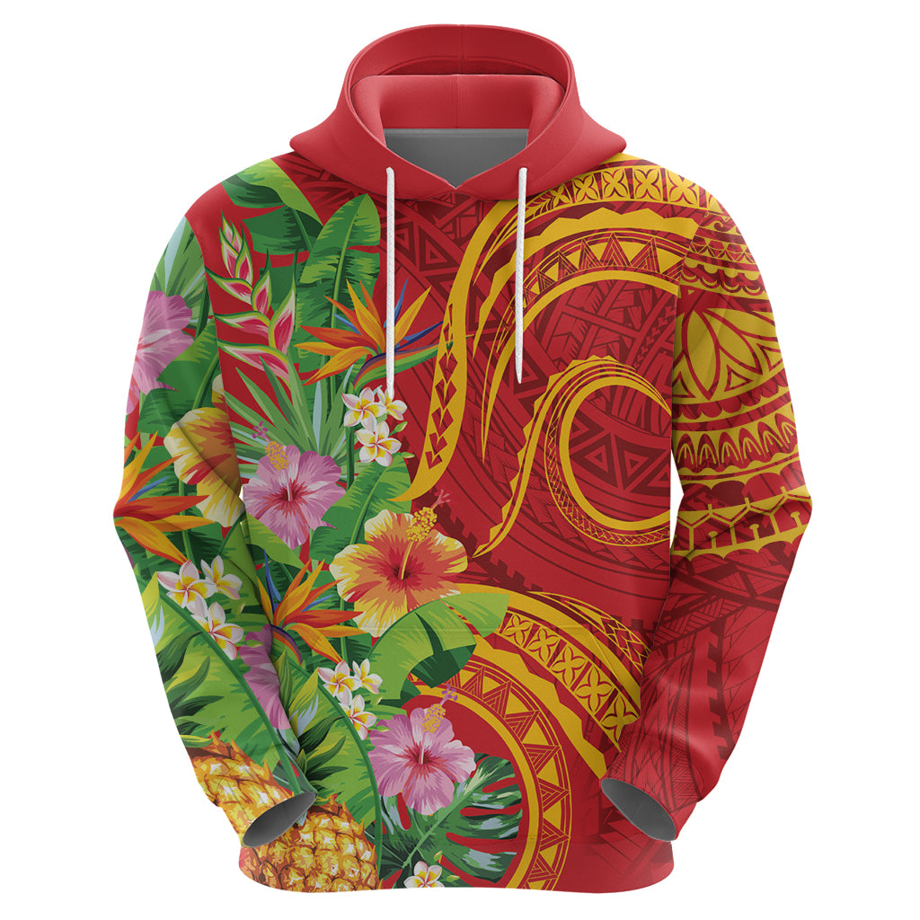 Polynesian Tribal Flower Tattoo Zip Hoodie Special Vermilion Vibe LT9 - Polynesian Pride