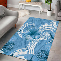 Polynesian Hibiscus Flower Tribal Area Rug Blue Color LT9 - Polynesian Pride