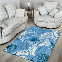 Polynesian Hibiscus Flower Tribal Area Rug Blue Color LT9 - Polynesian Pride