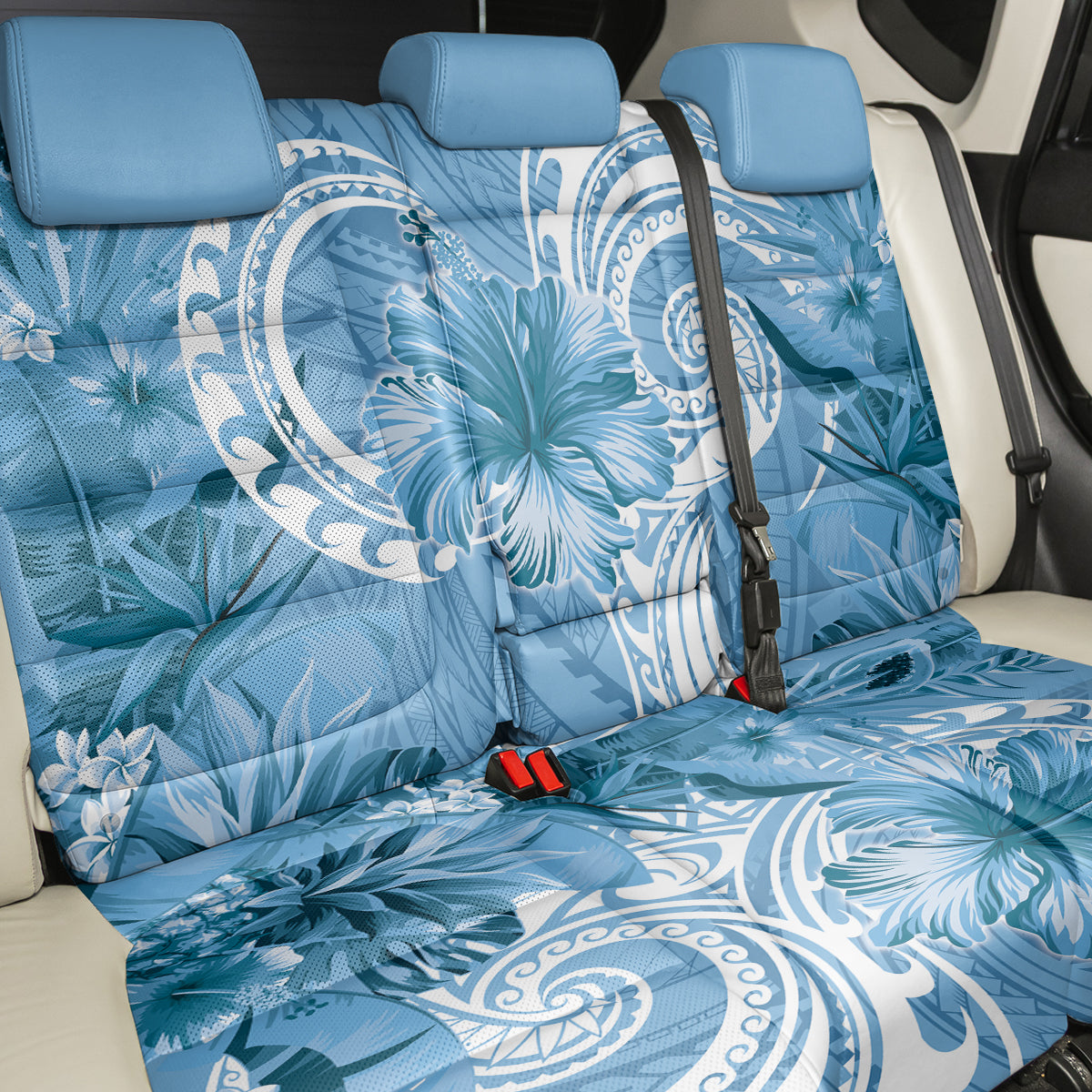 Polynesian Hibiscus Flower Tribal Back Car Seat Cover Blue Color LT9 - Polynesian Pride