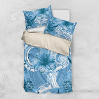 Polynesian Hibiscus Flower Tribal Bedding Set Blue Color LT9 US Twin 172cm x 218cm Blue - Polynesian Pride