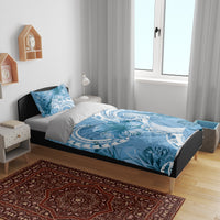 Polynesian Hibiscus Flower Tribal Bedding Set Blue Color LT9 - Polynesian Pride