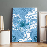 Polynesian Hibiscus Flower Tribal Canvas Wall Art Blue Color LT9 - Polynesian Pride