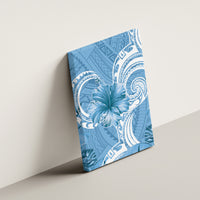 Polynesian Hibiscus Flower Tribal Canvas Wall Art Blue Color LT9 - Polynesian Pride