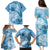 Polynesian Hibiscus Flower Tribal Family Matching Puletasi and Hawaiian Shirt Blue Color