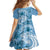 Polynesian Hibiscus Flower Tribal Family Matching Tank Maxi Dress and Hawaiian Shirt Blue Color