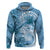 Polynesian Hibiscus Flower Tribal Hoodie Blue Color