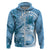 Polynesian Hibiscus Flower Tribal Hoodie Blue Color