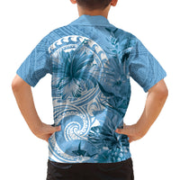 Polynesian Hibiscus Flower Tribal Kid Hawaiian Shirt Blue Color LT9 - Polynesian Pride