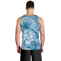 Polynesian Hibiscus Flower Tribal Men Tank Top Blue Color LT9 - Polynesian Pride