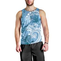 Polynesian Hibiscus Flower Tribal Men Tank Top Blue Color LT9 - Polynesian Pride