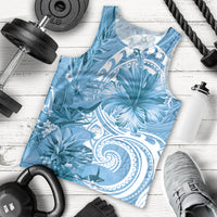 Polynesian Hibiscus Flower Tribal Men Tank Top Blue Color LT9 - Polynesian Pride