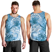 Polynesian Hibiscus Flower Tribal Men Tank Top Blue Color LT9 - Polynesian Pride