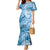 Polynesian Hibiscus Flower Tribal Mermaid Dress Blue Color