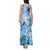 Polynesian Hibiscus Flower Tribal Tank Maxi Dress Blue Color