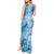 Polynesian Hibiscus Flower Tribal Tank Maxi Dress Blue Color