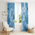 Polynesian Hibiscus Flower Tribal Window Curtain Blue Color