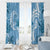 Polynesian Hibiscus Flower Tribal Window Curtain Blue Color