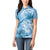 Polynesian Hibiscus Flower Tribal Women Polo Shirt Blue Color