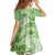 Polynesian Hibiscus Flower Tribal Family Matching Long Sleeve Bodycon Dress and Hawaiian Shirt Lime Green Color