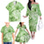 Polynesian Hibiscus Flower Tribal Family Matching Off The Shoulder Long Sleeve Dress and Hawaiian Shirt Lime Green Color