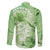 Polynesian Hibiscus Flower Tribal Family Matching Off The Shoulder Long Sleeve Dress and Hawaiian Shirt Lime Green Color