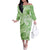 Polynesian Hibiscus Flower Tribal Family Matching Off The Shoulder Long Sleeve Dress and Hawaiian Shirt Lime Green Color