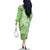 Polynesian Hibiscus Flower Tribal Family Matching Off The Shoulder Long Sleeve Dress and Hawaiian Shirt Lime Green Color