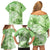 Polynesian Hibiscus Flower Tribal Family Matching Off Shoulder Short Dress and Hawaiian Shirt Lime Green Color