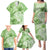 Polynesian Hibiscus Flower Tribal Family Matching Puletasi and Hawaiian Shirt Lime Green Color