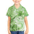 Polynesian Hibiscus Flower Tribal Family Matching Short Sleeve Bodycon Dress and Hawaiian Shirt Lime Green Color