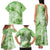 Polynesian Hibiscus Flower Tribal Family Matching Tank Maxi Dress and Hawaiian Shirt Lime Green Color