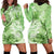 Polynesian Hibiscus Flower Tribal Hoodie Dress Lime Green Color