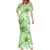 Polynesian Hibiscus Flower Tribal Mermaid Dress Lime Green Color