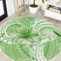 Polynesian Hibiscus Flower Tribal Round Carpet Lime Green Color LT9 Lime Green - Polynesian Pride