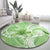 Polynesian Hibiscus Flower Tribal Round Carpet Lime Green Color