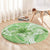 Polynesian Hibiscus Flower Tribal Round Carpet Lime Green Color