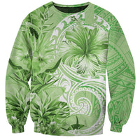 Polynesian Hibiscus Flower Tribal Sweatshirt Lime Green Color LT9 Unisex Lime Green - Polynesian Pride