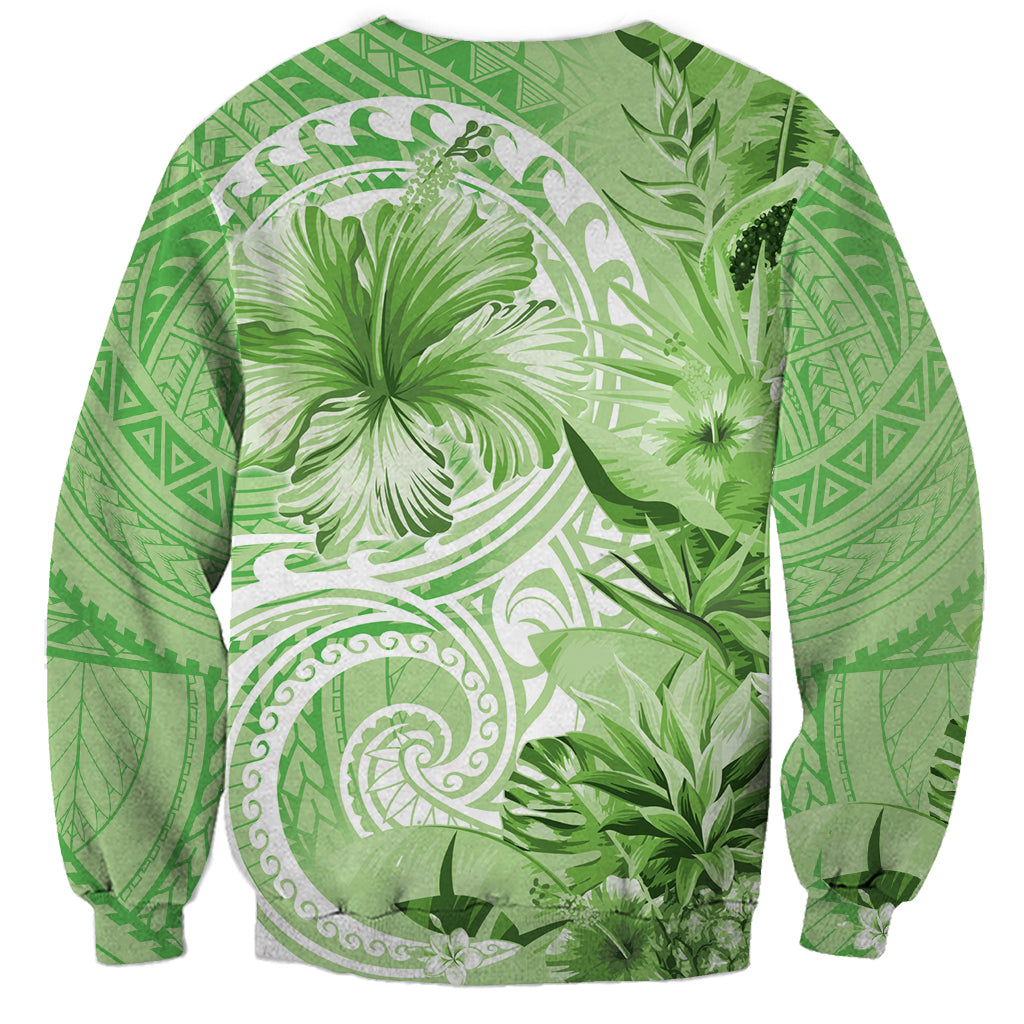 Polynesian Hibiscus Flower Tribal Sweatshirt Lime Green Color LT9 - Polynesian Pride