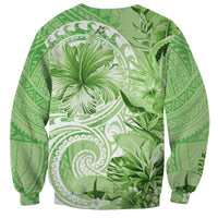 Polynesian Hibiscus Flower Tribal Sweatshirt Lime Green Color LT9 - Polynesian Pride