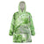 Polynesian Hibiscus Flower Tribal Wearable Blanket Hoodie Lime Green Color