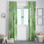 Polynesian Hibiscus Flower Tribal Window Curtain Lime Green Color