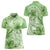 Polynesian Hibiscus Flower Tribal Women Polo Shirt Lime Green Color