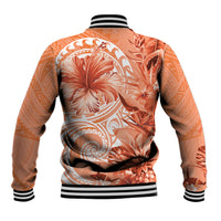 Polynesian Hibiscus Flower Tribal Baseball Jacket Peach Color LT9 - Polynesian Pride