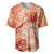 Polynesian Hibiscus Flower Tribal Baseball Jersey Peach Color