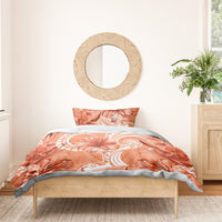 Polynesian Hibiscus Flower Tribal Bedding Set Peach Color LT9 - Polynesian Pride
